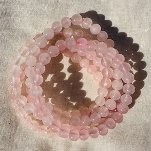 Rose quartz crystal bracelet. 6mm. 1 bracelet.